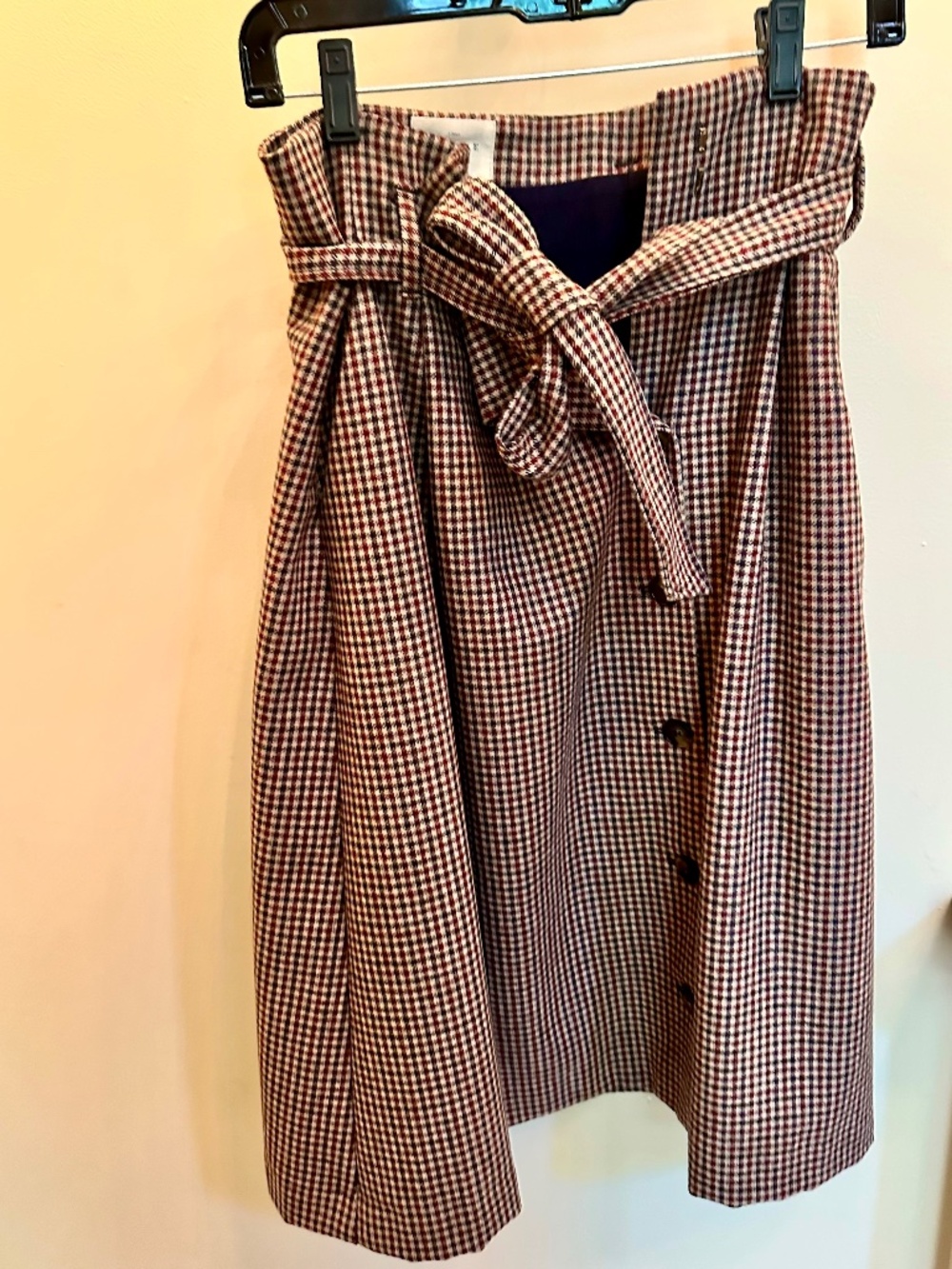 Sezane wool skirt in multicolor houndstooth